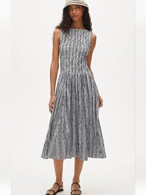 NEW J.Crew Lina Midi Dress In Black and White Gingham